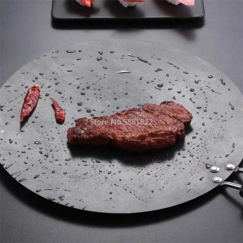 30cm Iron Griddle Pan for Gas and Induction Cooker