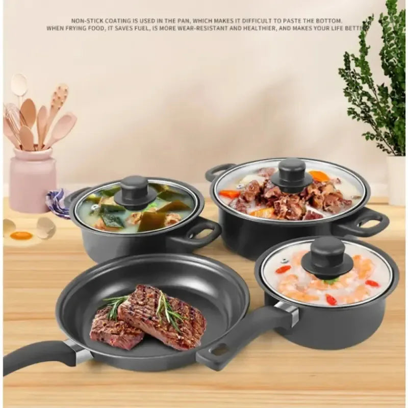 Juego de utensilios de cocina de hierro fundido antiadherente con tapas
