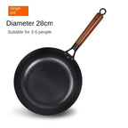 28cm Cast Iron Frying Pan – Non-Coated, Wooden Handle