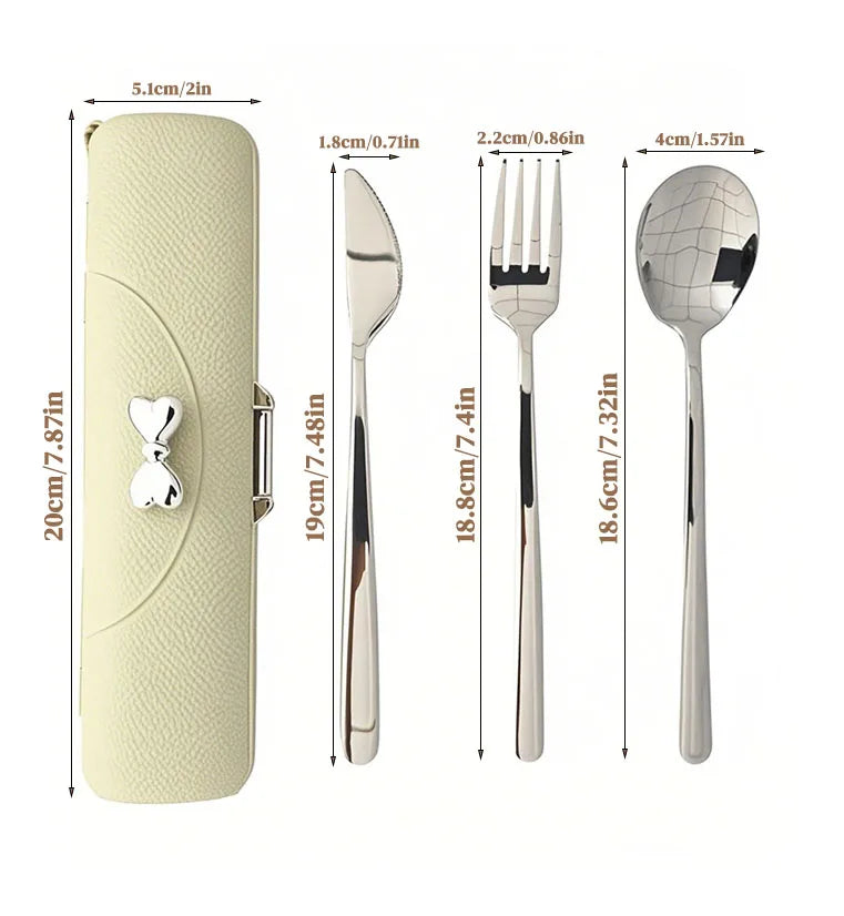 Stainless Steel Portable Tableware Set with Knife, Fork and Spoon and Storage Case