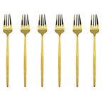 6-Piece Stainless Steel Dinner Forks Set, Silver & Gold, 8.2 Inch