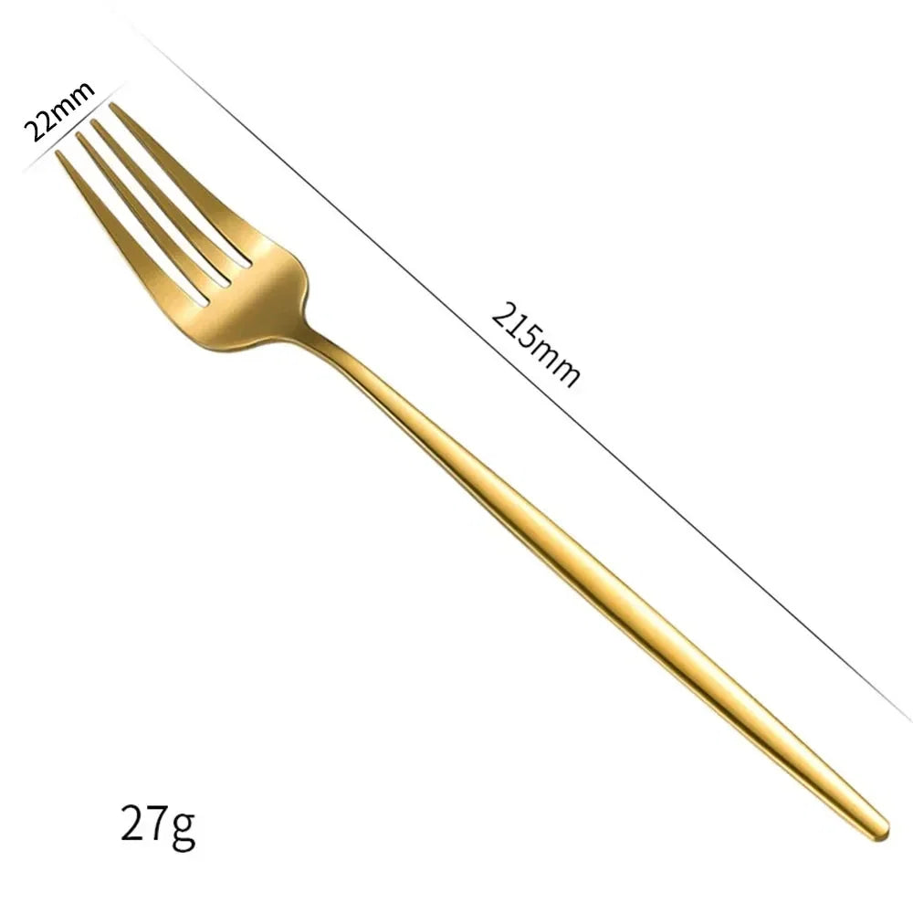 6-Piece Stainless Steel Dinner Forks Set, Silver & Gold, 8.2 Inch