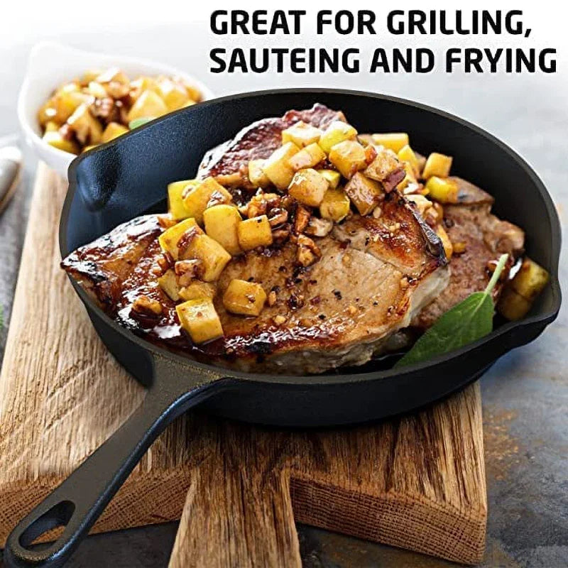 Cast Iron Skillet Set – Non-Stick Frying Pan for Gas and Induction Cooktops (14cm / 16cm / 20cm)