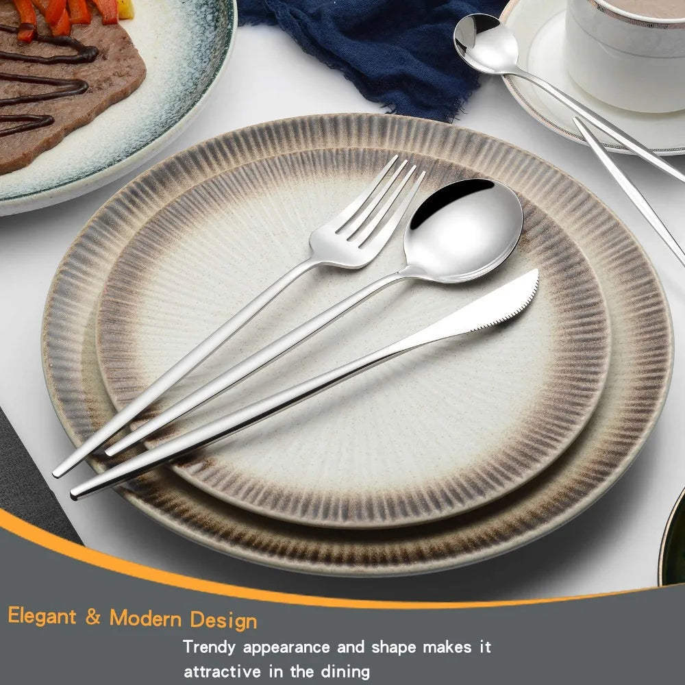 4-Piece Flatware Set with Forks, Knives, and Spoons