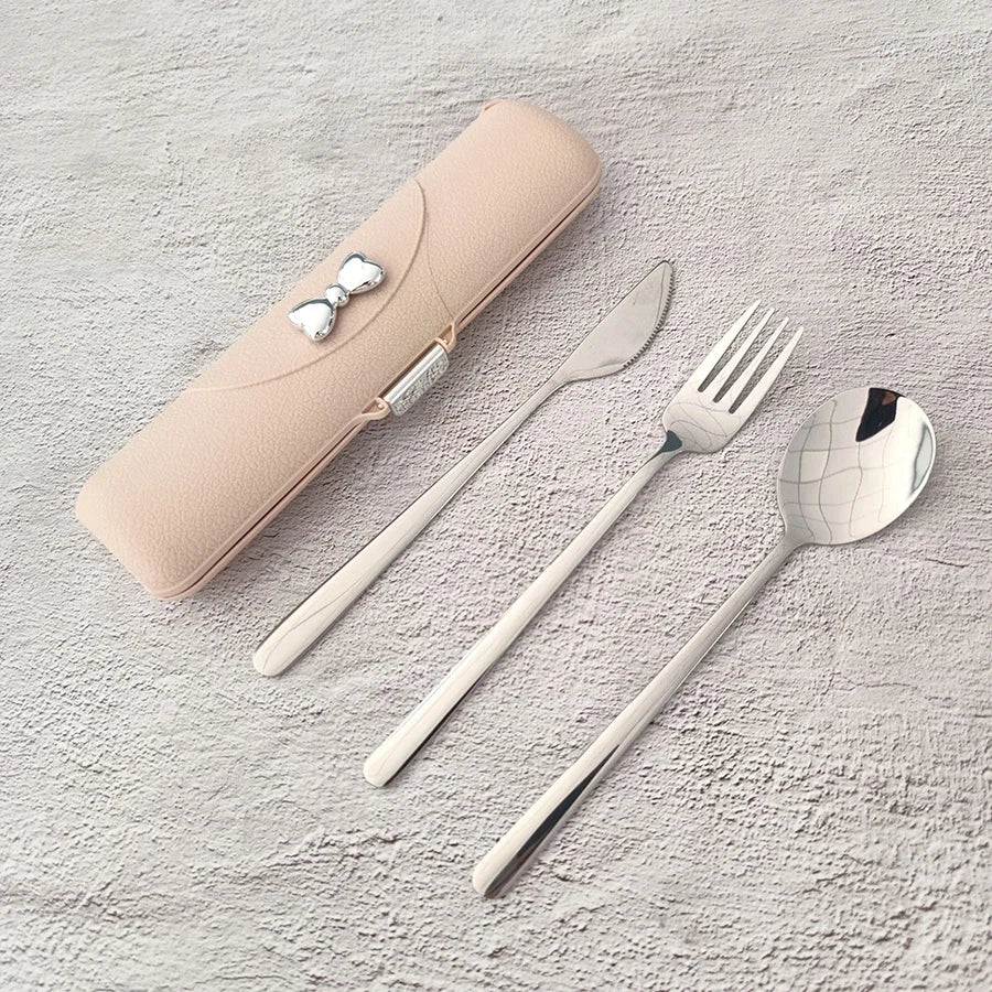 Stainless Steel Portable Tableware Set with Knife, Fork and Spoon and Storage Case