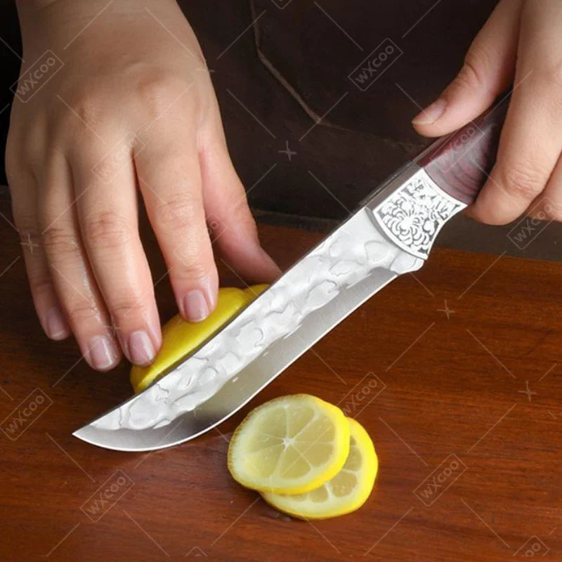 Juego de cuchillos de cocina forjados a mano – Cuchillos deshuesadores y hachas de acero inoxidable