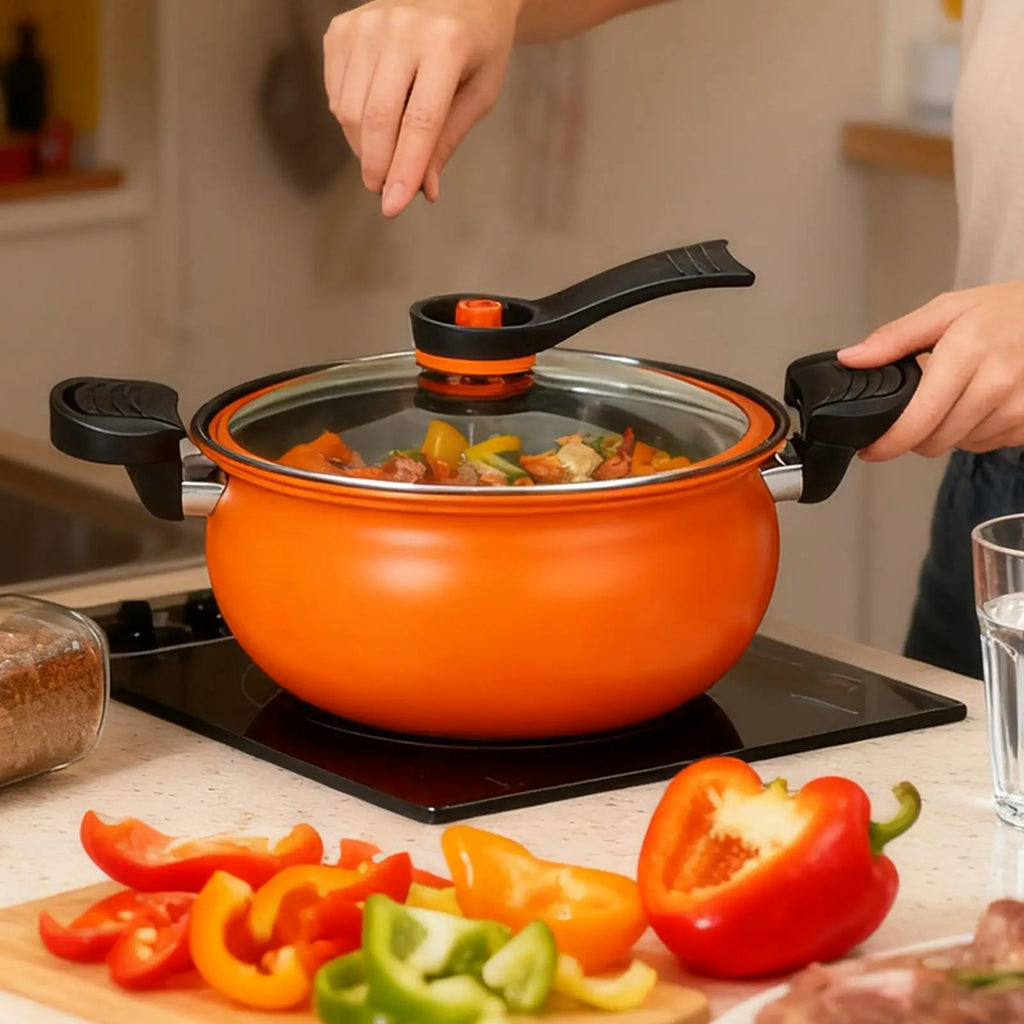 Cast Iron Cooking Pot with Lid for Gas and Induction Stoves