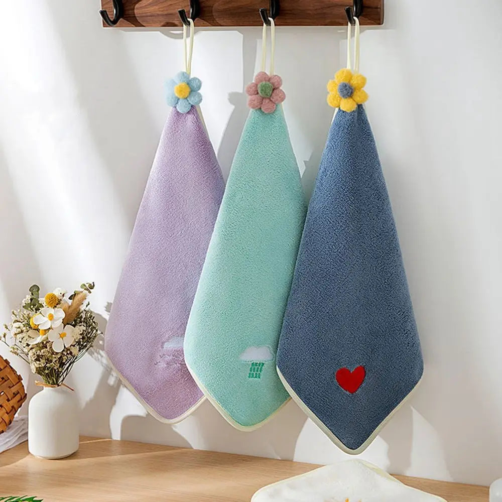 Embroidered Coral Fleece Hand Towel