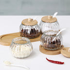Glass Seasoning Jar Set with Lid – Salt, Sugar & Spice Storage