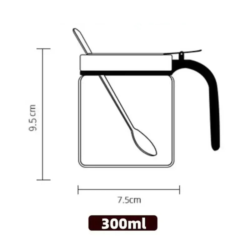 Tarro de cristal para condimentos de 300 ml con tapa y cuchara