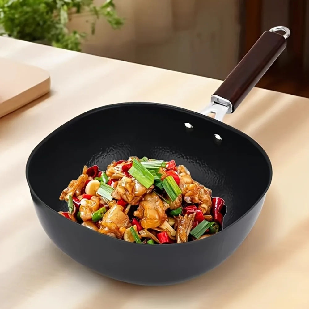 Square Iron Frying Pan with Wooden Handle