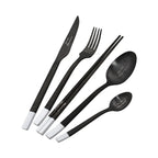 Black & White Stainless Steel Cutlery Set (4-Piece / 5-Piece)
