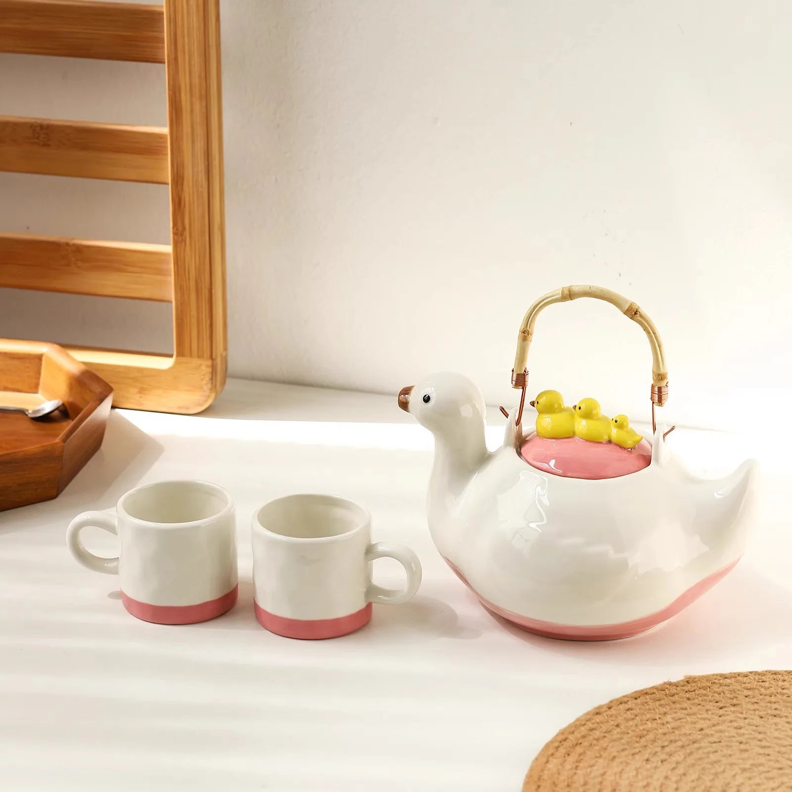 Duck-Shaped Kettle and Cup Set