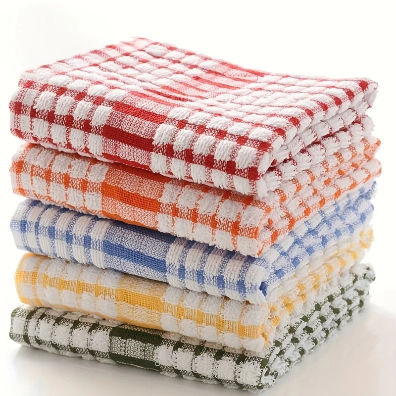 Juego de paños de cocina a cuadros - Paños de cocina reutilizables, colores surtidos
