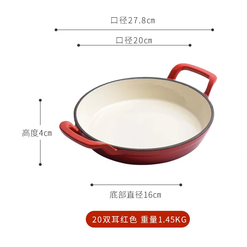 Enameled Cast Iron Frying Pan with Glass Lid – 20cm Skillet