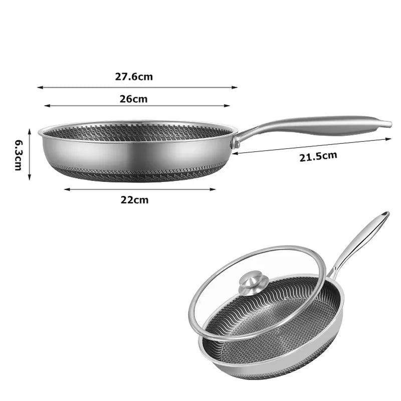 Stainless Steel Frying Pan with Glass Lid