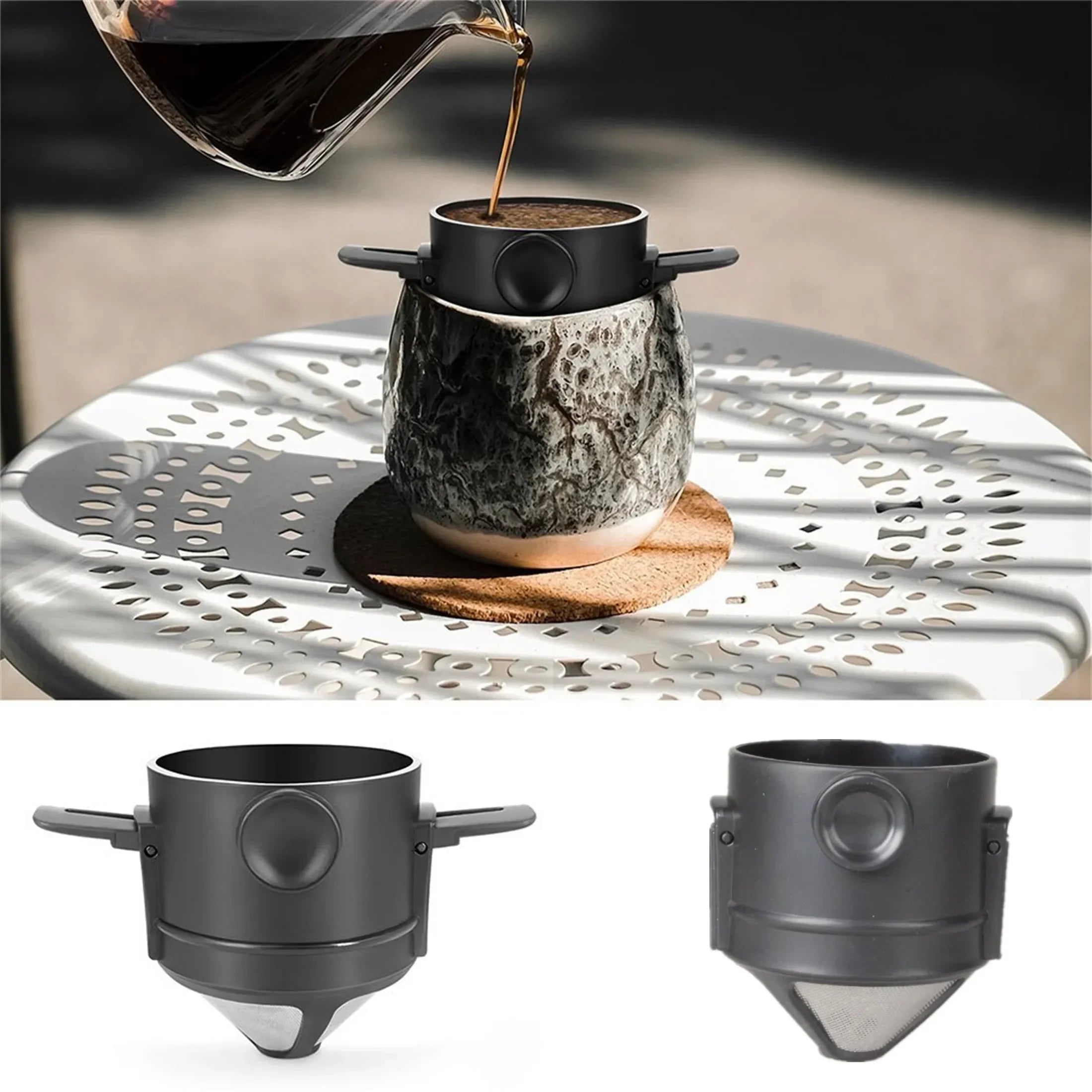 Collapsible Pour Over Coffee Dripper with Stainless Steel Filter