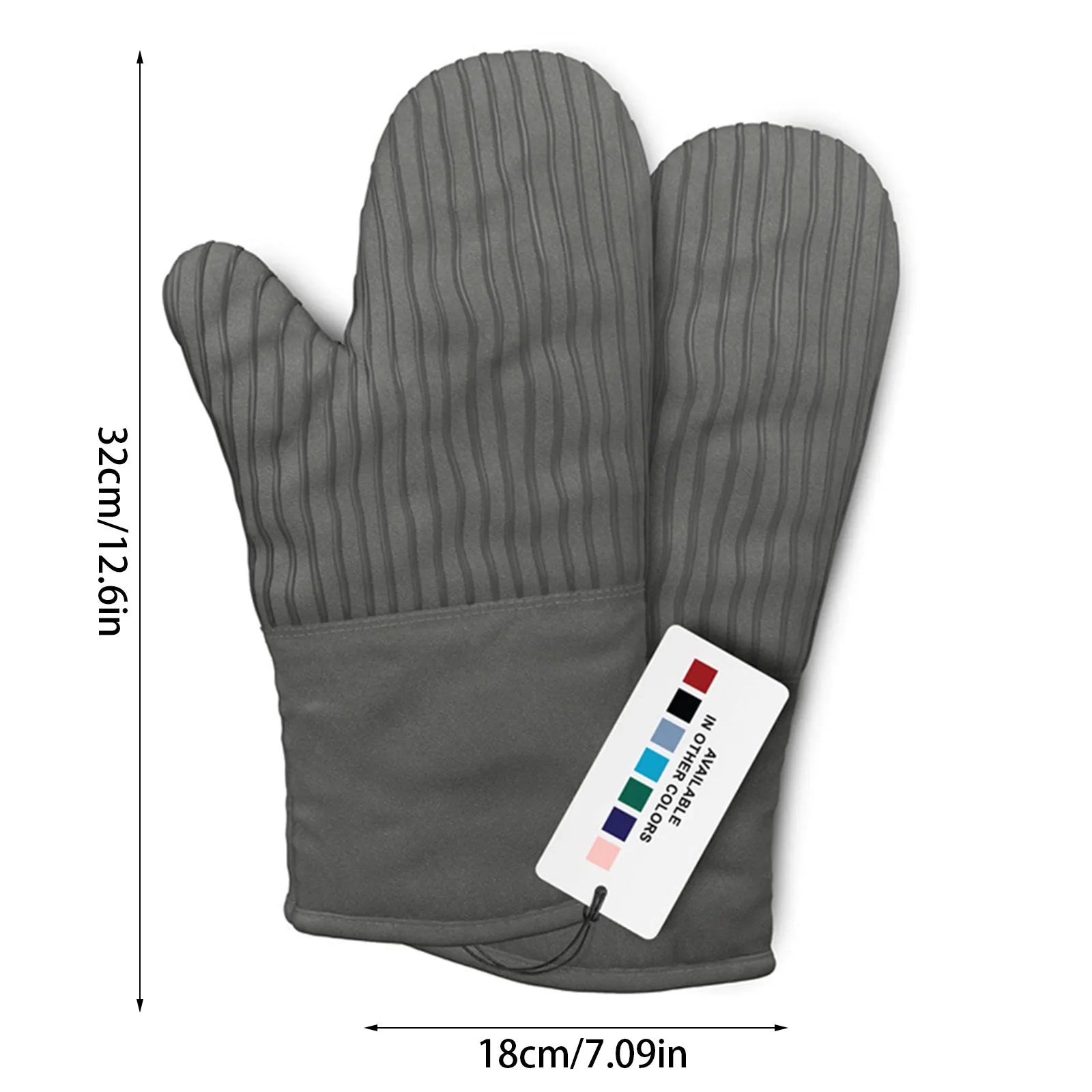 Silicone & Cotton Oven Mitts Set (2 PCS) – 480°F Heat Resistant