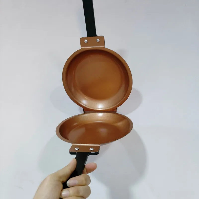 Sartén de doble cara con diseño abatible