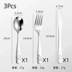 Stainless Steel Children's Cutlery Set with Dinosaur Pattern