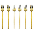 6-Piece Stainless Steel Dinner Forks Set, Silver & Gold, 8.2 Inch