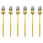 6-Piece Stainless Steel Dinner Forks Set, Silver & Gold, 8.2 Inch