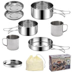 8-Piece Stainless Steel Camping Cookware Set