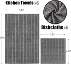 Microfiber Kitchen Towels and Dishcloths Set (12-Pack)