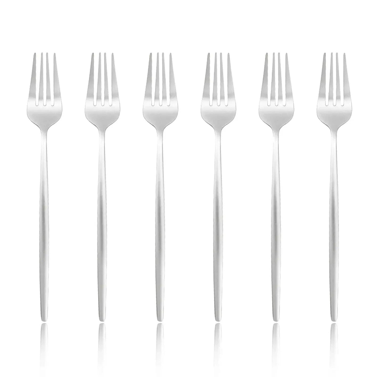 6-Piece Stainless Steel Dinner Forks Set, Silver & Gold, 8.2 Inch