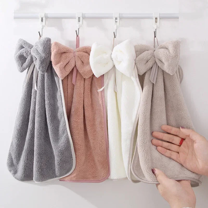 Bowknot Coral Velvet Hand Towel