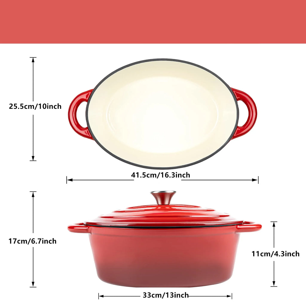 Enameled Cast Iron Dutch Oven with Lid – 33cm