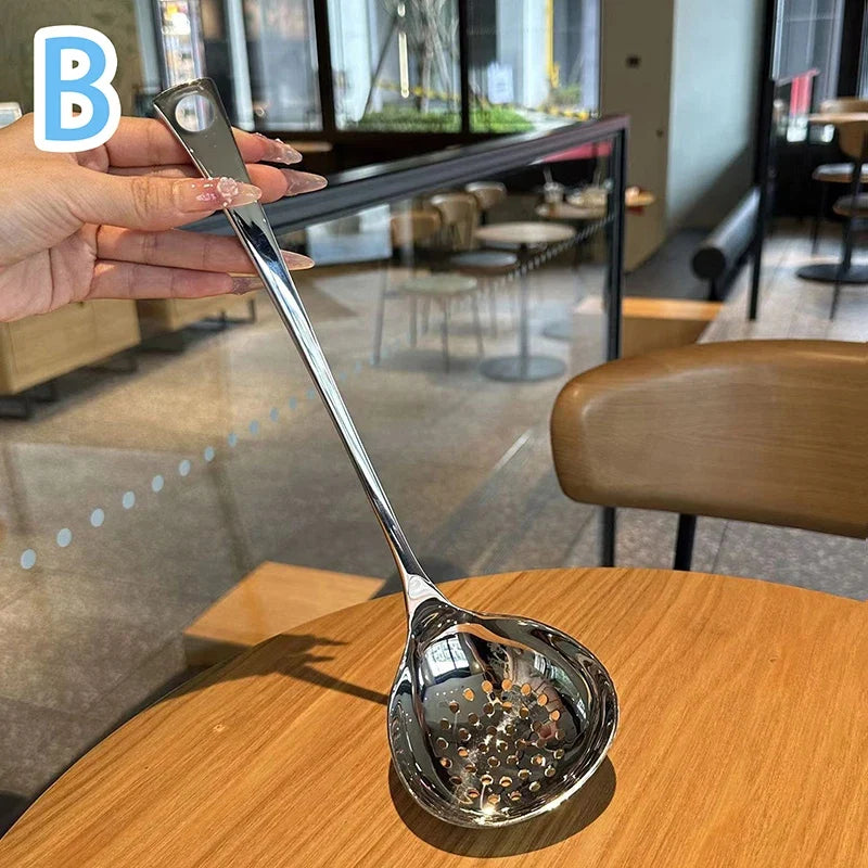 Stainless Steel Soup Ladle & Colander Spoon with Long Handle