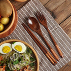3-Piece Natural Wood Cutlery Set – Spoon, Fork & Chopsticks