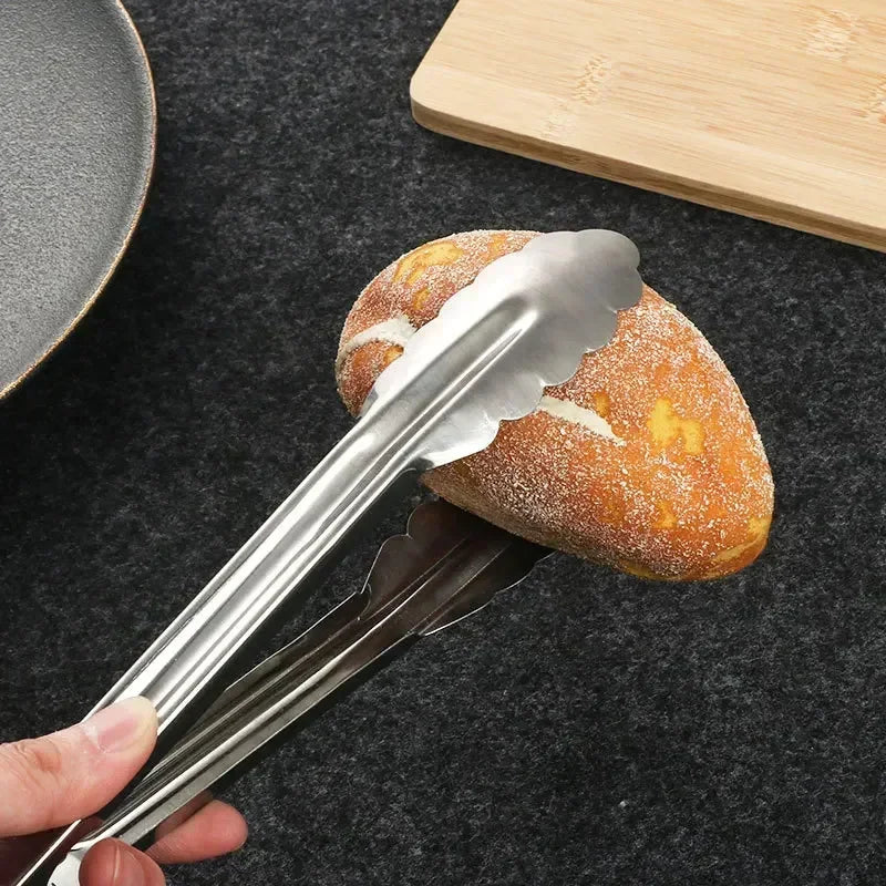 Pinzas de cocina de acero inoxidable con bloqueo deslizante