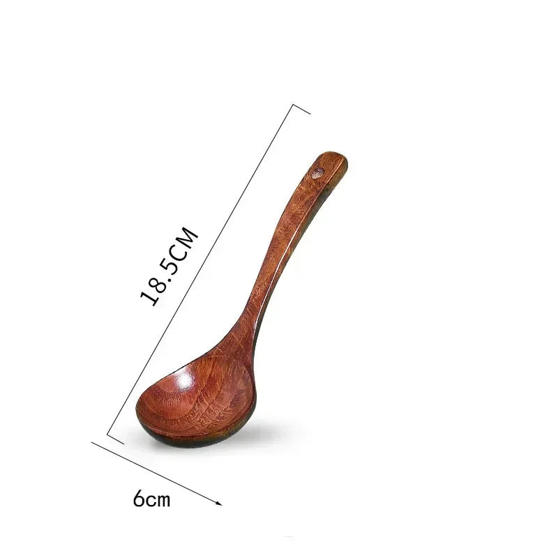 Wooden Long Handle Round Spoon