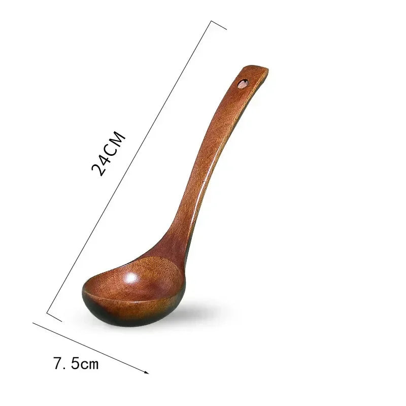 Wooden Long Handle Round Spoon