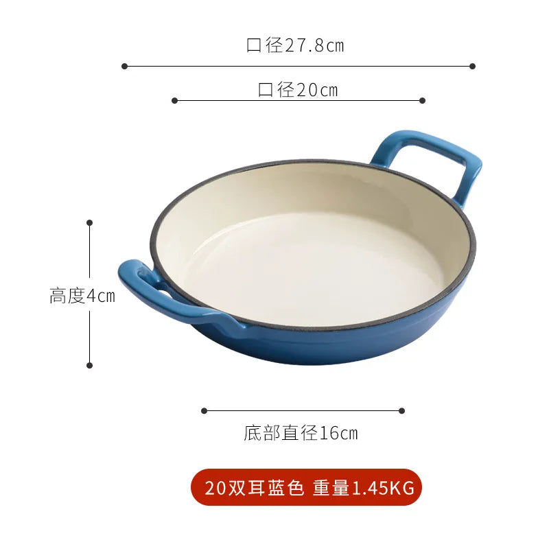 Enameled Cast Iron Frying Pan with Glass Lid – 20cm Skillet
