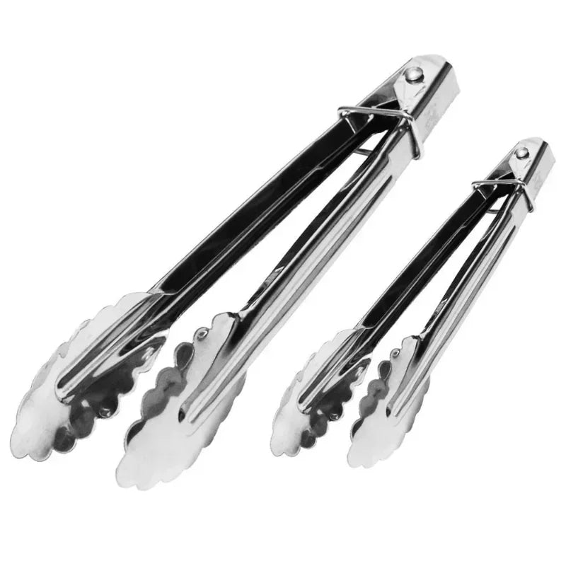 Pinzas de cocina de acero inoxidable con bloqueo deslizante