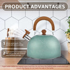 Hervidor de té silbante de acero inoxidable de 2.6 cuartos