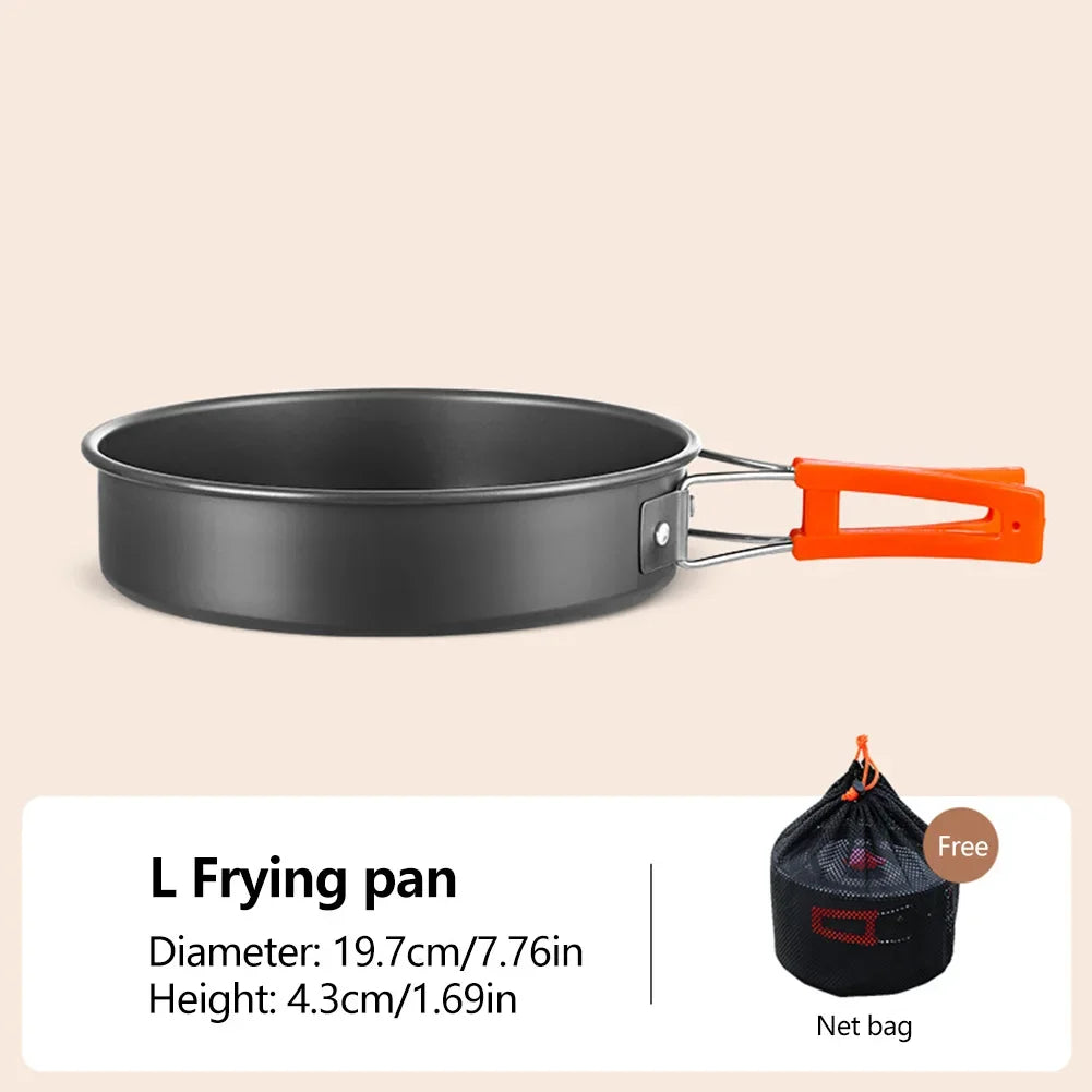 Set de utensilios de cocina de aluminio para acampar – Sartén, Olla, Sartén colgante y Tetera