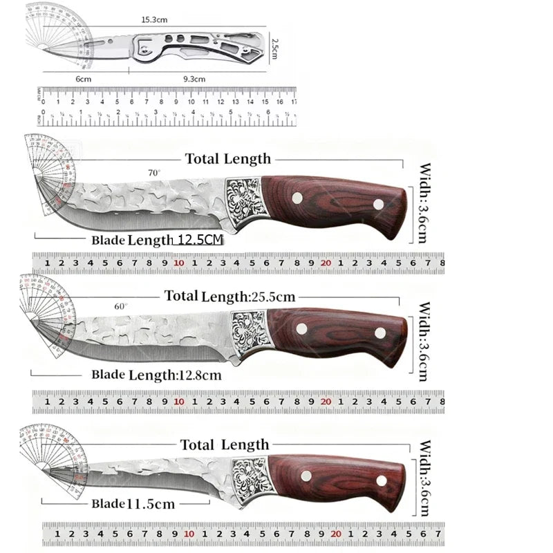 Hand Forged Kitchen Knife Set – Stainless Steel Boning & Cleaver Knives