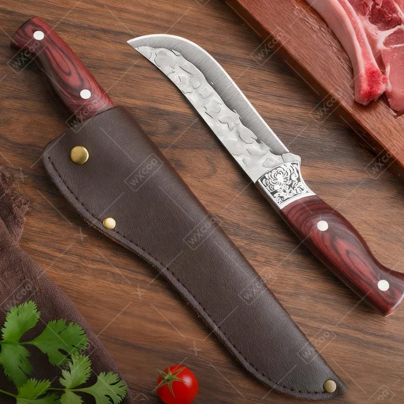 Juego de cuchillos de cocina forjados a mano – Cuchillos deshuesadores y hachas de acero inoxidable