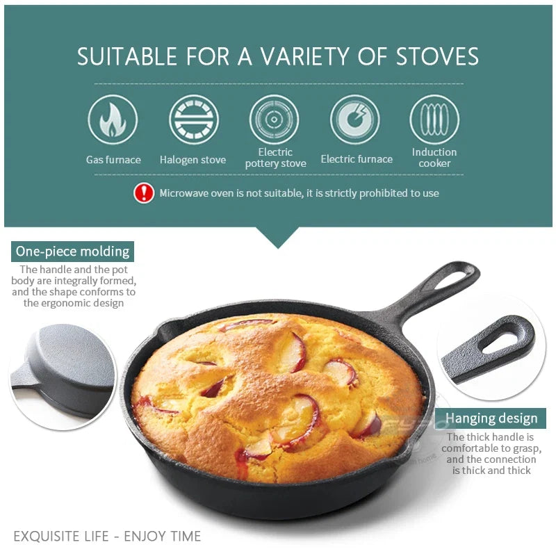 Cast Iron Skillet Set – Non-Stick Frying Pan for Gas and Induction Cooktops (14cm / 16cm / 20cm)