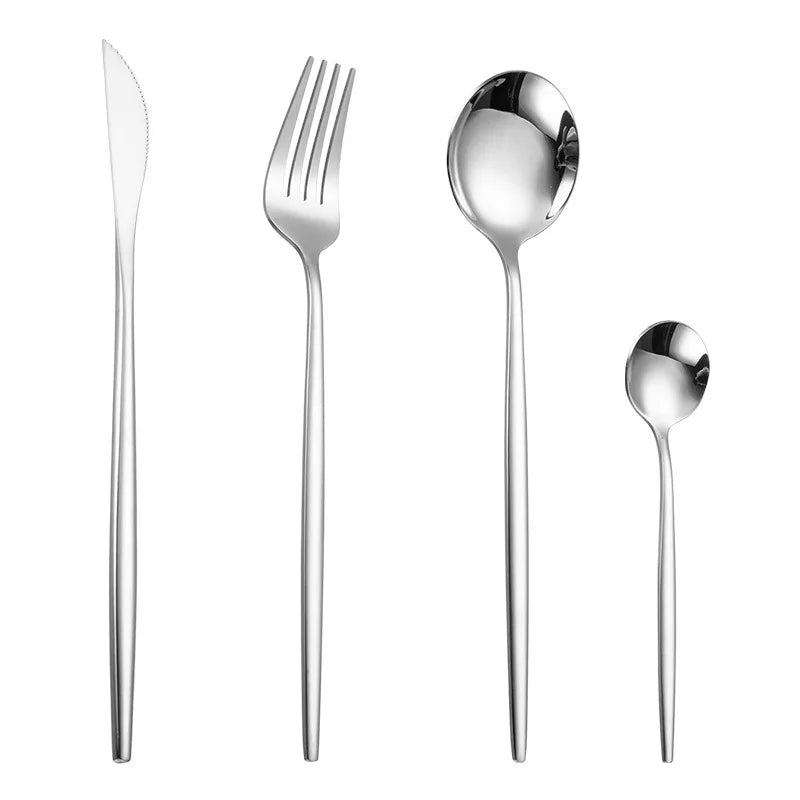 4-Piece Flatware Set with Forks, Knives, and Spoons