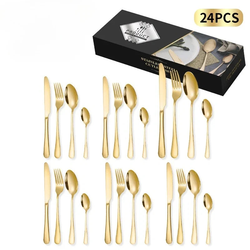 Juego de cubiertos de acero inoxidable de 24 piezas para 6 personas