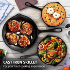 Cast Iron Skillet Set – Non-Stick Frying Pan for Gas and Induction Cooktops (14cm / 16cm / 20cm)