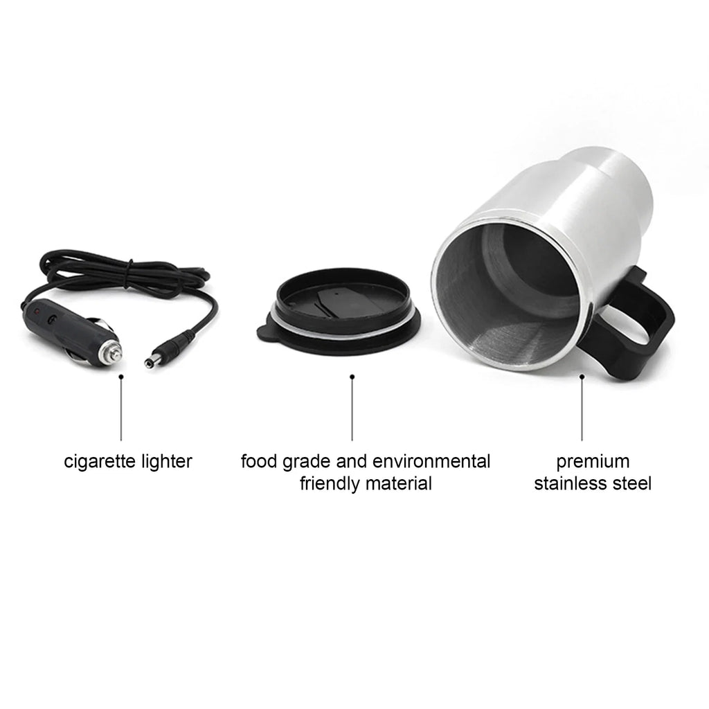 12V Car Electric Kettle – Stainless Steel, 450ml