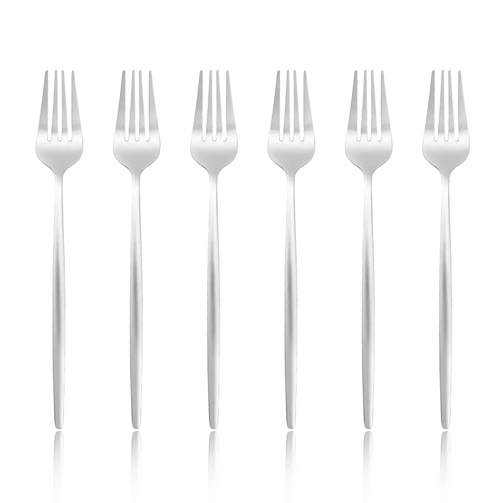 6-Piece Stainless Steel Dinner Forks Set, Silver & Gold, 8.2 Inch