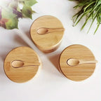 Wood Seasoning Storage Pot with Spoon