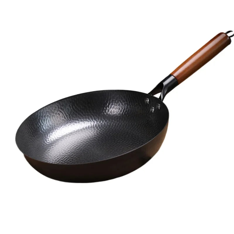 28cm Cast Iron Frying Pan – Non-Coated, Wooden Handle